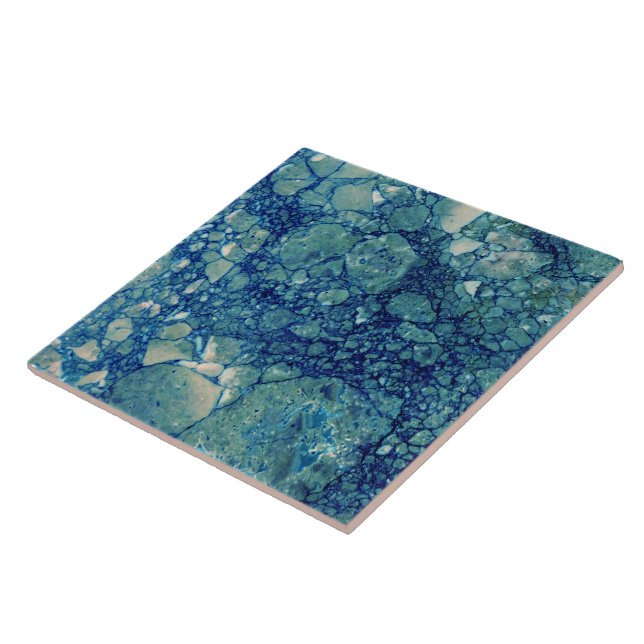 Blue Teal Green Marble Texture Ceramic Tile (Side)