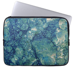 Blue Teal Green Marble Texture Laptop Sleeve