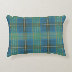 Blue Teal Green Plaid Tartan Pattern  Decorative Cushion