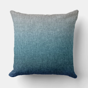 Blue Teal Grey Crosshatch Pattern Abstract Ombre Cushion