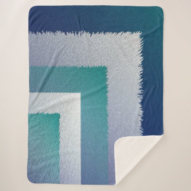 blue teal grey ex pastel sherpa blanket (Front)