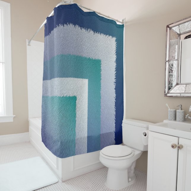 blue teal grey ex pastel shower curtain (In Situ)