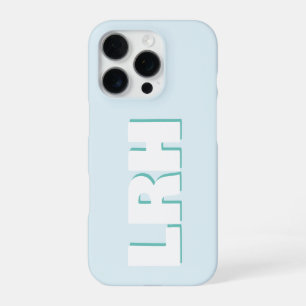 Blue & Teal Large Clean Style Monogram iPhone Case
