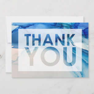 Blue & Teal Liquid Abstract Art & Cutout Thank You Card