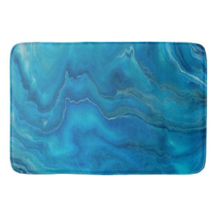 Blue & Teal Marble Agate Abstraction   Bath Mat