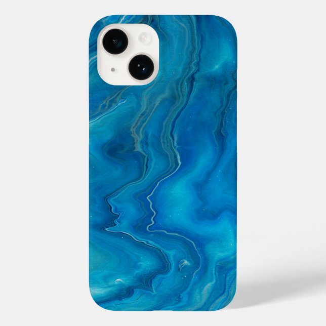 Blue & Teal Marble Agate Abstraction Case-Mate iPhone Case (Back)