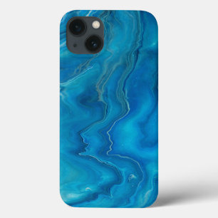 Blue & Teal Marble Agate Abstraction    iPhone 13 Case
