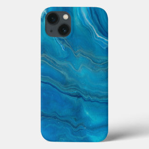 Blue & Teal Marble Agate Abstraction iPhone 13 Case
