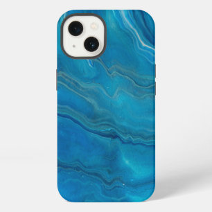 Blue & Teal Marble Agate Abstraction iPhone 13 Case