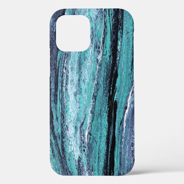 Blue & Teal Marbled Pattern Case-Mate iPhone Case (Back)