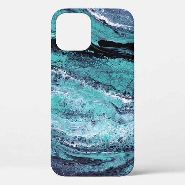 Blue & Teal Marbled Pattern Case-Mate iPhone Case (Back)