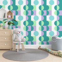 Blue Teal Mint Green Violet Purple Circles Pattern