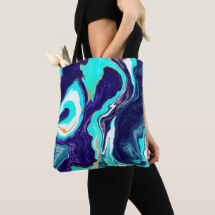  Blue Teal Ocean Swirls Marble Fluid Art   Tote Bag