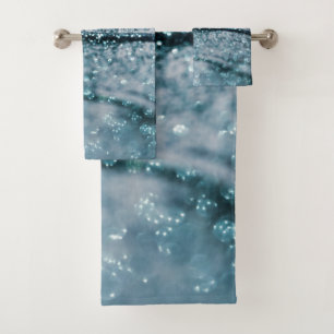 Blue Teal Oceanic Glitter Glam 1 Bath Towel Set