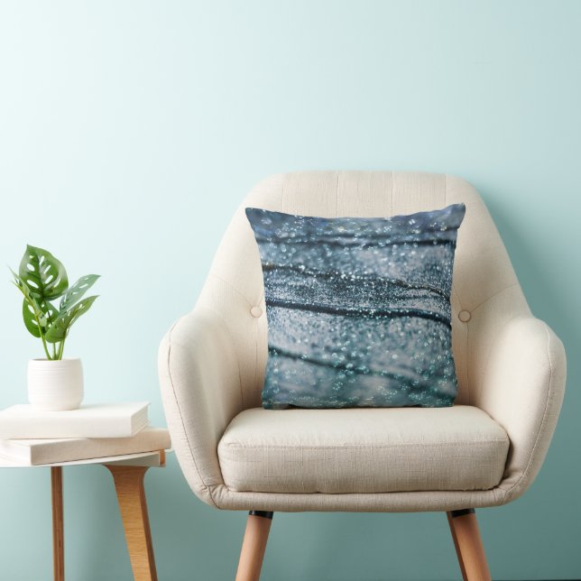 Blue Teal Oceanic Glitter Glam 1 Cushion (Chair)