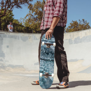Blue Teal Oceanic Glitter Glam 1 Skateboard