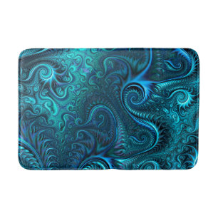 Blue & Teal Octopus Tentacles Spiral Pattern  Bath Mat