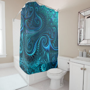 Blue & Teal Octopus Tentacles Spiral Pattern Shower Curtain