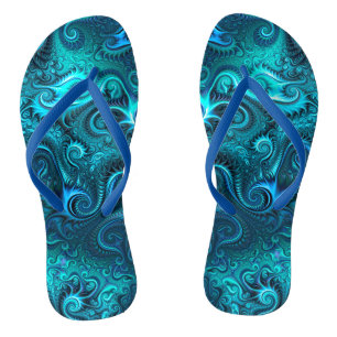 Blue & Teal Octopus Tentacles Spiral Pattern  Thongs