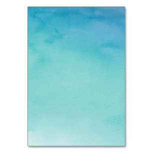 Blue & Teal Ombre Watercolor Blank Table Number