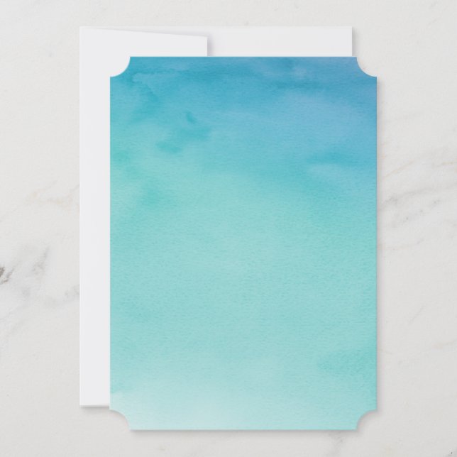 Blue & Teal Ombre Watercolor Blank Versatile Card (Front)