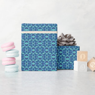 Blue Teal Openwork Lace Pattern Wrapping Paper