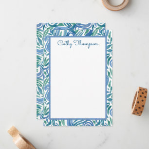 Blue Teal Paisley Watercolor Personalised Card