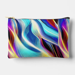 Blue Teal Pink Yellow White Wavy Abstraction Accessory Pouch