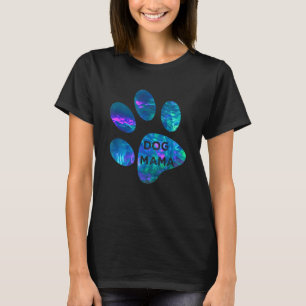 Blue teal purple Dog mama and paw print dogs mothe T-Shirt