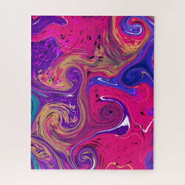 Blue, Teal, Purple Swirls Fluid art  Marble like  Jigsaw Puzzle (Vertical)