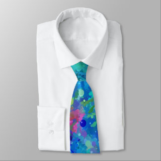 Blue Teal Purple Watercolor Abstraction Tie