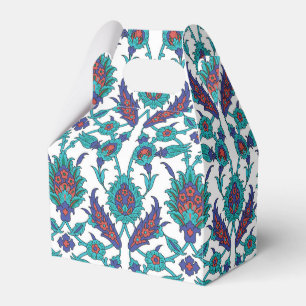 Blue Teal Red White Oriental Floral Pattern Favour Box
