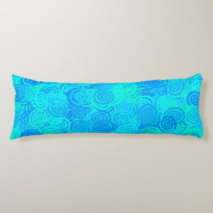Blue Teal Swirls Pattern Body Cushion