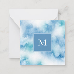 Blue Teal Watercolor Abstract Card