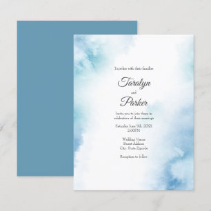 Blue Teal Watercolor Abstract Frame Invitation