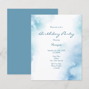 Blue Teal Watercolor Abstract Frame Invitation