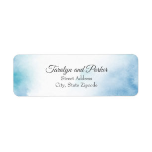 Blue Teal Watercolor Abstract Frame Label Return Address Label