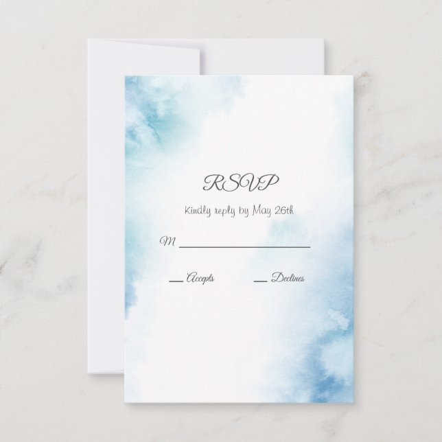 Blue Teal Watercolor Abstract Frame RSVP Card (Front)