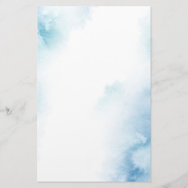 Blue Teal Watercolor Abstract Frame Stationery (Front)