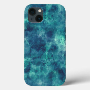 Blue Teal Watercolor Abstraction iPhone 13 Case