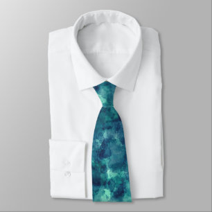Blue Teal Watercolor Abstraction Tie