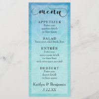 Blue & Teal Watercolor with Mandala Wedding Menu