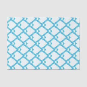 Blue Teal White Hearts Pattern Tissue Paper