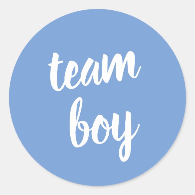 Blue Team Boy Baby Shower Gender Reveal Classic Round Sticker (Front)