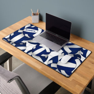 Blue team colours volleyballs pattern personalised desk mat