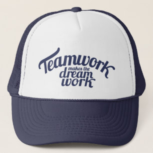 Blue teamwork makes the dream work slogan hat