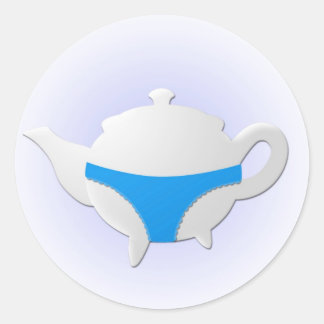 Blue teapot and lingerie classic round sticker