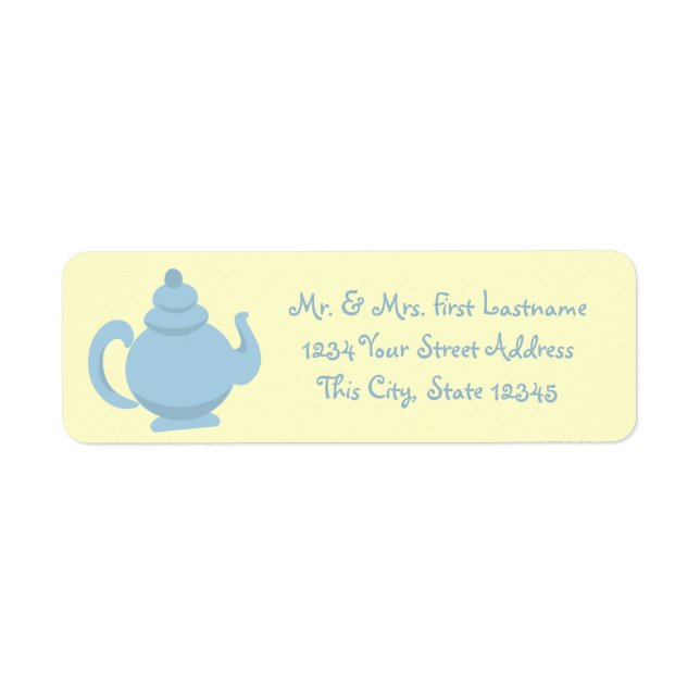 Blue Teapot Return Address Label (Front)