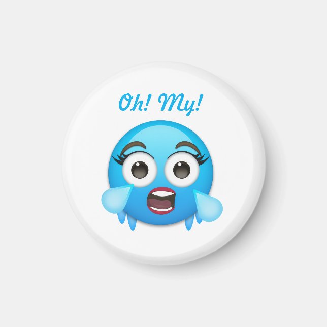 Blue Tears of Joy: The Overwhelmed Emoji Magnet (Front)