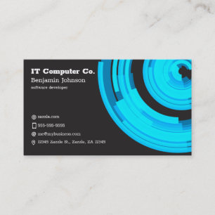 Blue Tech on Dark Grey Business Card